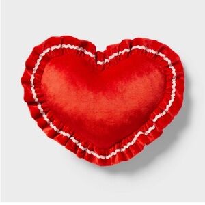 Pillowfort - Red Heart-Shaped Velour Pillow.  14.5x17.  NEW.   Super Soft & Cozy